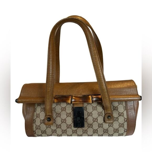 Gucci bamboo gg canvas and leather bag - Picture 5 of 16